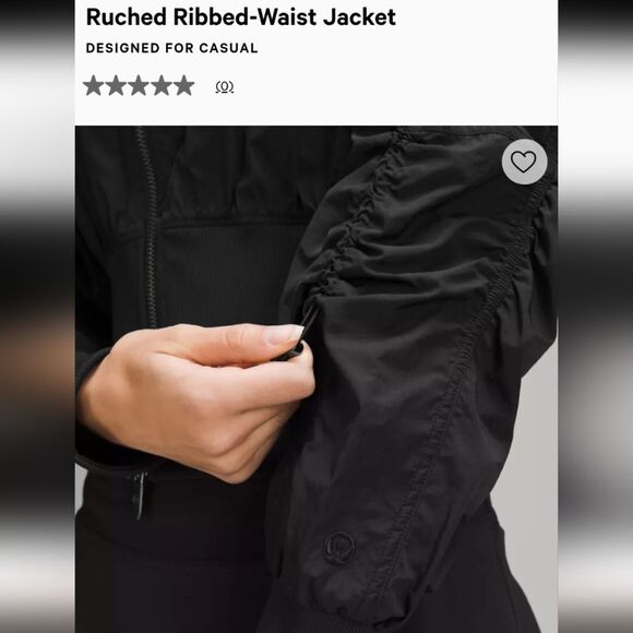 Lululemon Ruched Ribbed-Waist Jacket Black Cropped Size S - Picture 9 of 10